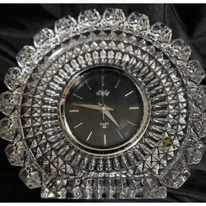 Lofty Hoya Japan Crystal Mantle Clock - Vintage - 10" - With Box